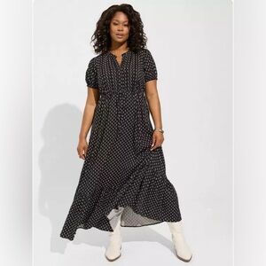 Torrid Maxi Stretch Challis Pintuck Tiered Dress